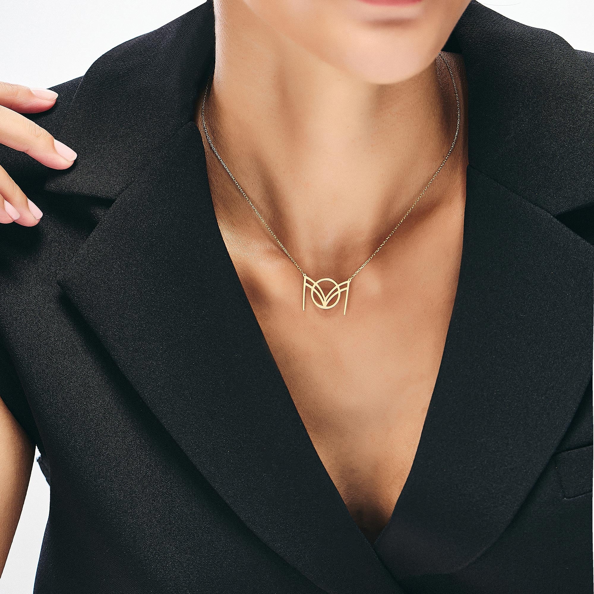 14K Gold Name Logo Necklace Unique Gift for Wife