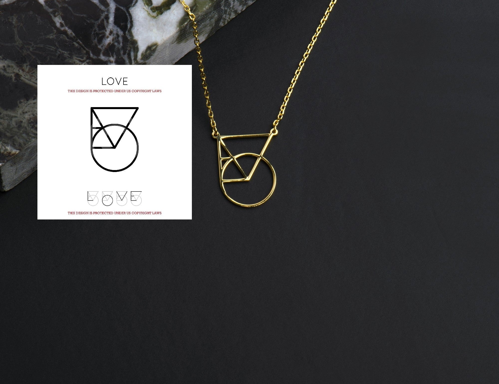 14K Gold Love Logo Necklace