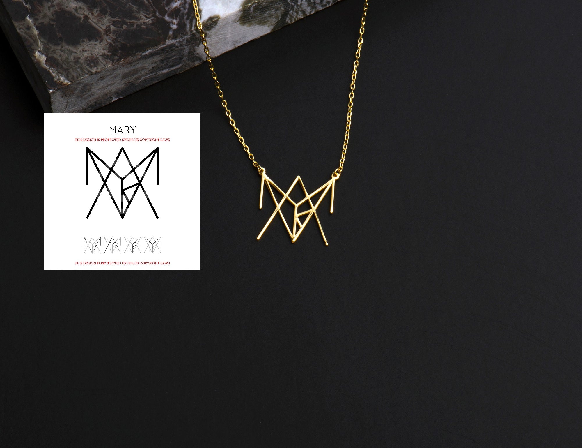 Mary Name Logo Necklace - Sterling Silver