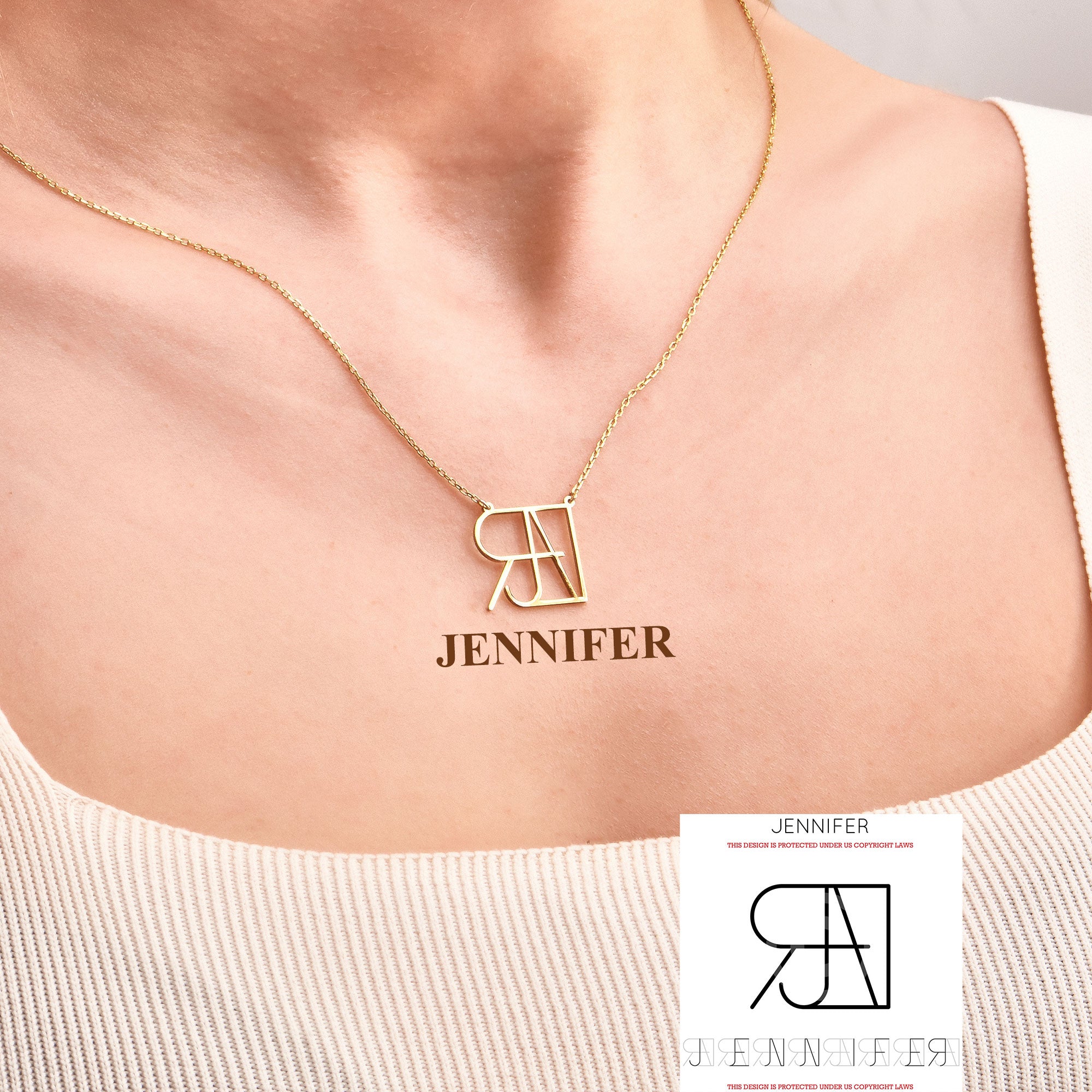 Name Logo Necklace Unique Gift