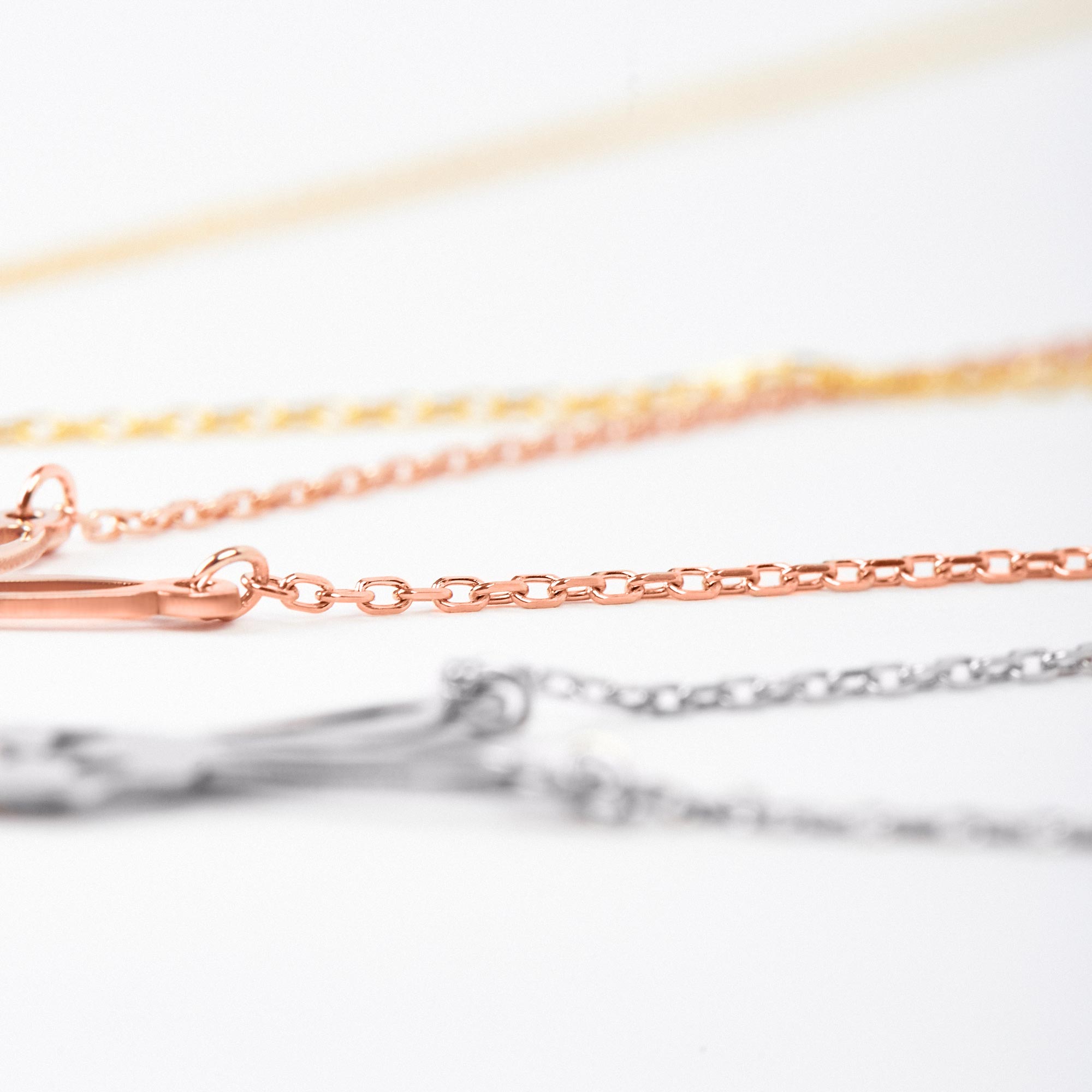 Yellow Gold, Rose Gold, White Gold Name Logo Necklace Chain